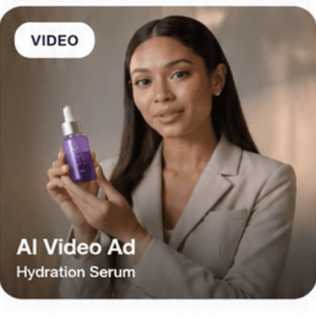 AI-generated video ad for a hydration serum